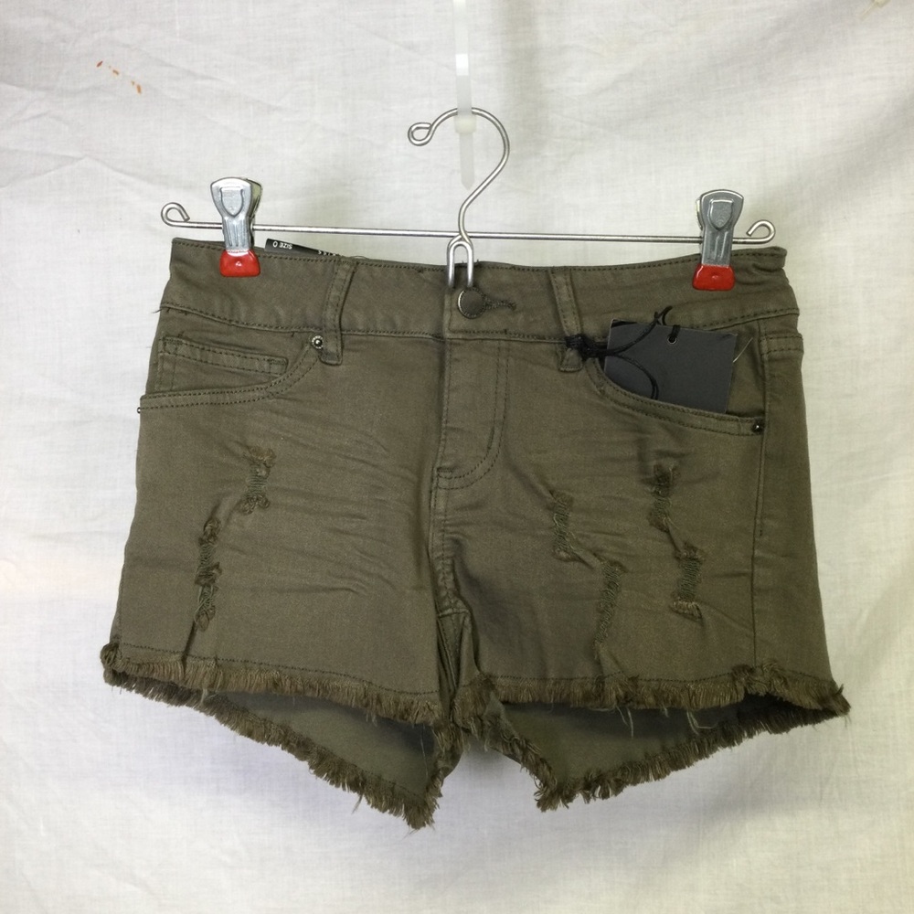 Angel Kiss Womens Olive Green Distressed Mid Rise Sz 0 New Tags